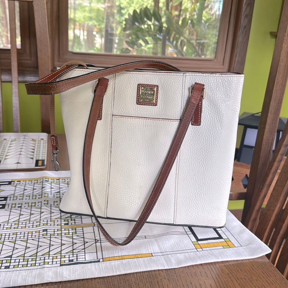 Dooney & Bourke Cream and Brown Tote Bag